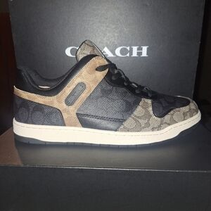 Coach C201 Mixed Signature Canvas Lace-Up Sneaker ~ Black Maple | Men's: 12 *NIB